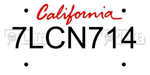 7LCN714 California License Plate