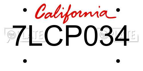 7LCP034 California License Plate