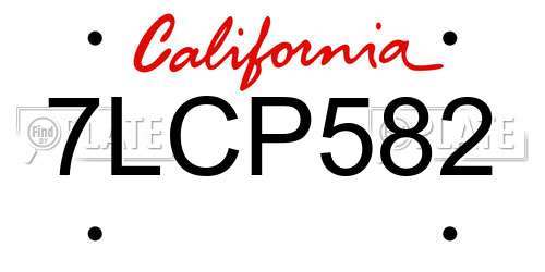 7LCP582 California License Plate