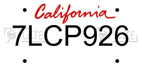 7LCP926 California License Plate