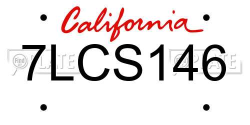 7LCS146 California License Plate