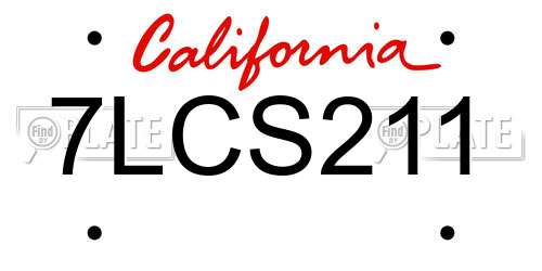 7LCS211 California License Plate
