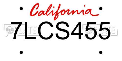 7LCS455 California License Plate