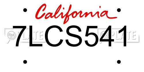 7LCS541 California License Plate
