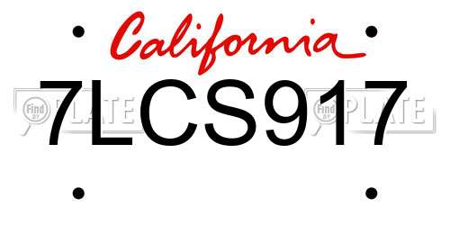 7LCS917 California License Plate