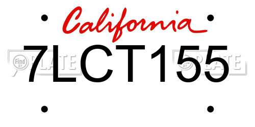 7LCT155 California License Plate