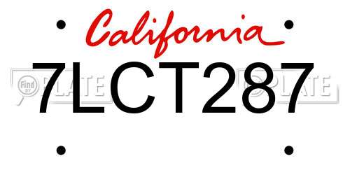 7LCT287 California License Plate