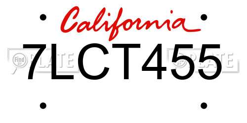 7LCT455 California License Plate
