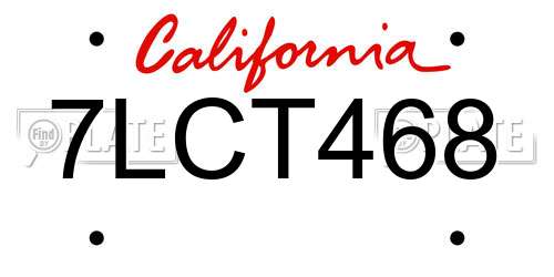 7LCT468 California License Plate