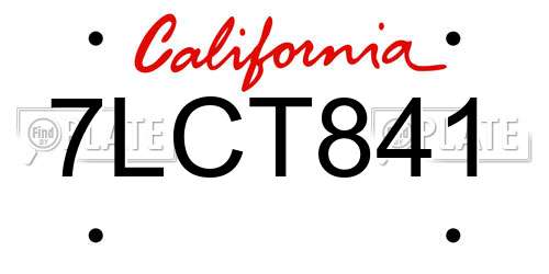 7LCT841 California License Plate
