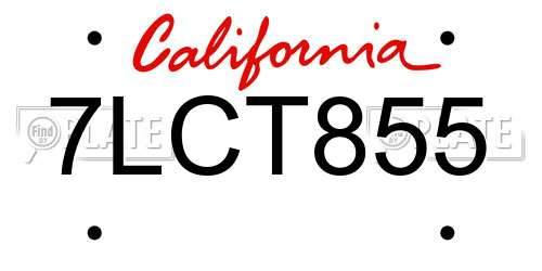 7LCT855 California License Plate