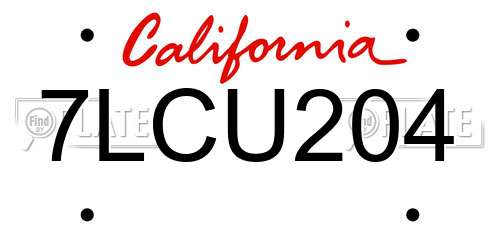 7LCU204 California License Plate