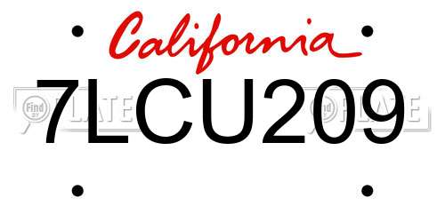 7LCU209 California License Plate
