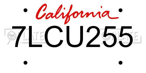 7LCU255 California License Plate
