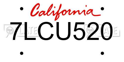 7LCU520 California License Plate