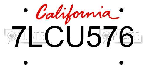 7LCU576 California License Plate