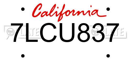 7LCU837 California License Plate