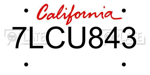 7LCU843 California License Plate
