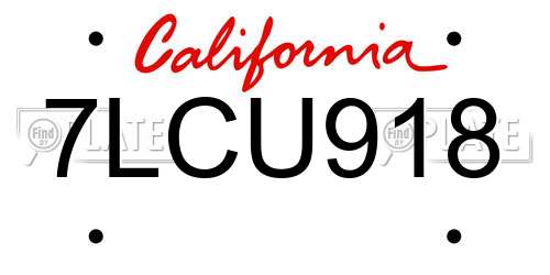 7LCU918 California License Plate
