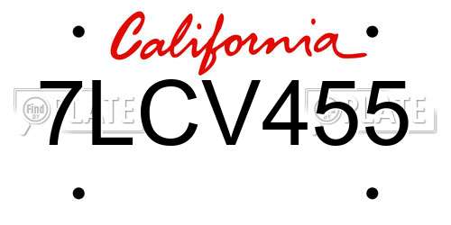 7LCV455 California License Plate