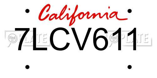 7LCV611 California License Plate