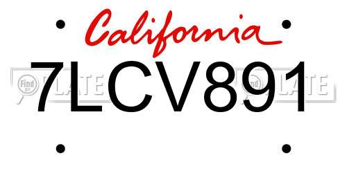 7LCV891 California License Plate