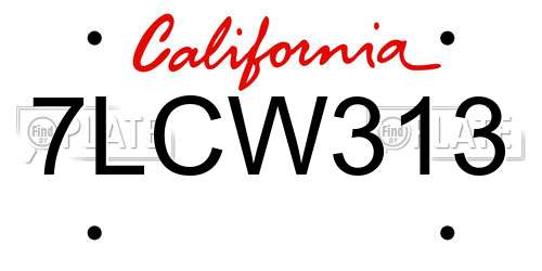 7LCW313 California License Plate