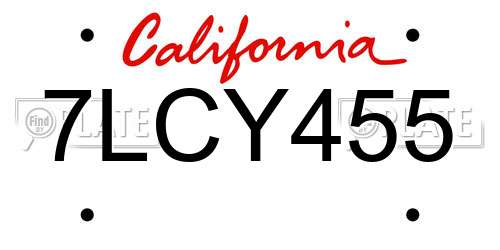 7LCY455 California License Plate