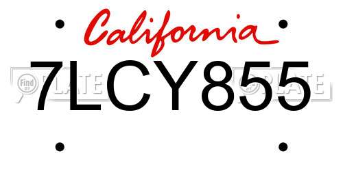 7LCY855 California License Plate