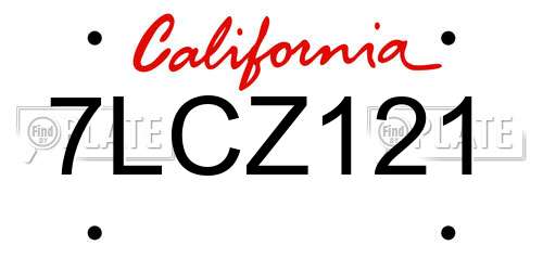 7LCZ121 California License Plate