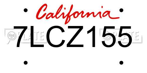7LCZ155 California License Plate
