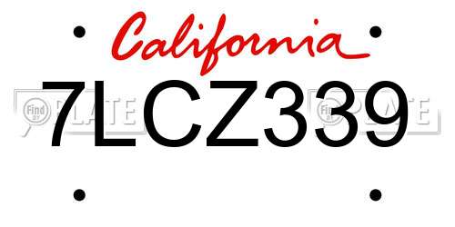 7LCZ339 California License Plate