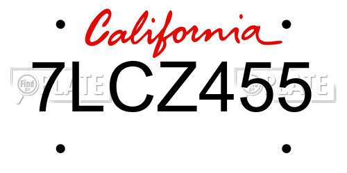 7LCZ455 California License Plate