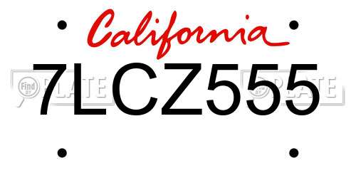 7LCZ555 California License Plate