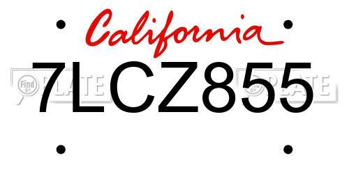 7LCZ855 California License Plate