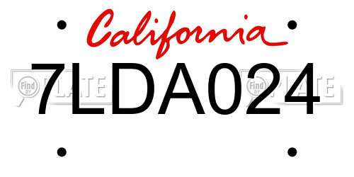 7LDA024 California License Plate