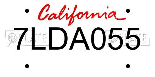 7LDA055 California License Plate