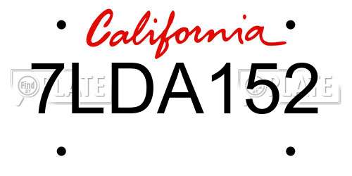 7LDA152 California License Plate