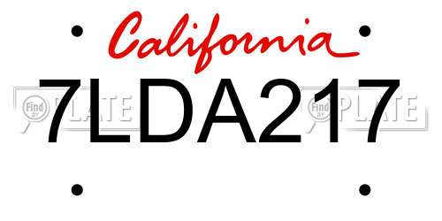 7LDA217 California License Plate