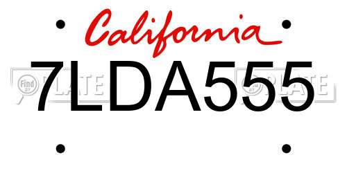7LDA555 California License Plate
