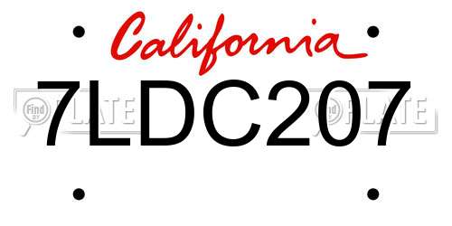 7LDC207 California License Plate