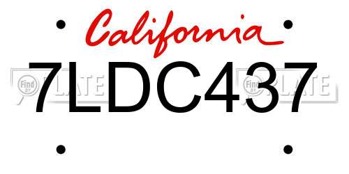 7LDC437 California License Plate