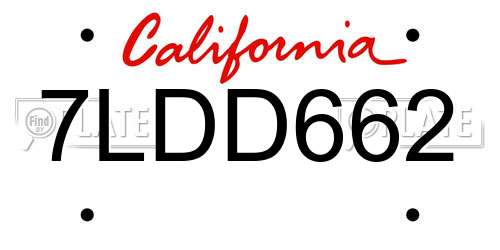 7LDD662 California License Plate