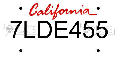 7LDE455 California License Plate