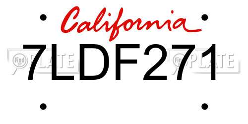 7LDF271 California License Plate