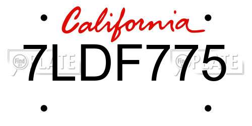 7LDF775 California License Plate