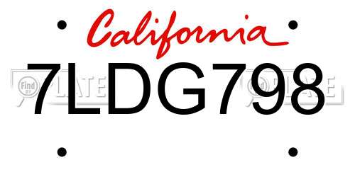 7LDG798 California License Plate