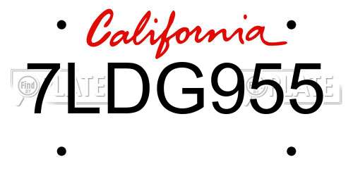 7LDG955 California License Plate