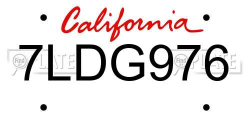 7LDG976 California License Plate