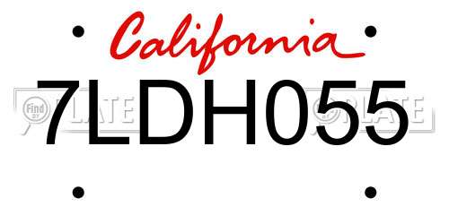 7LDH055 California License Plate